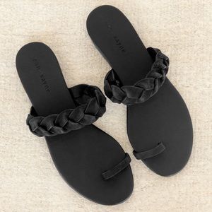 Jenni Kayne braided leather strap sandal, 39 black NWT